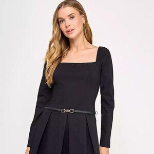 SENI & CADE Juniors' Long Sleeve Square Neck Dress Black Size XXL